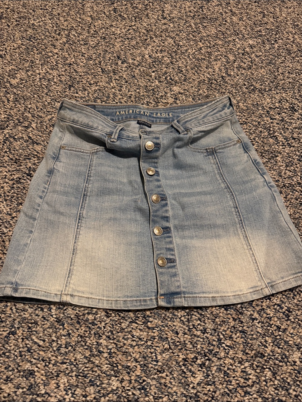 American Eagle Outfitters Light Wash Button-Front Denim Mini Skirt